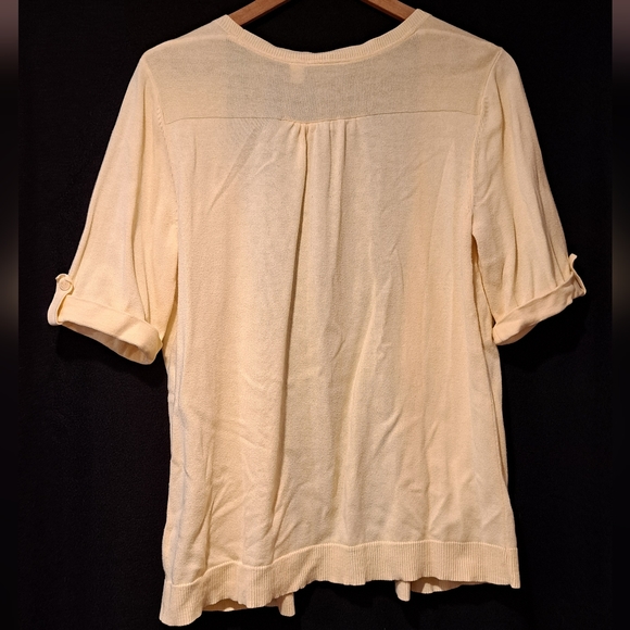 Croft & Barrow Women's Large Sunny Yellow Cardigan Sweater Sleeve Details Pleats - Picture 2 of 10